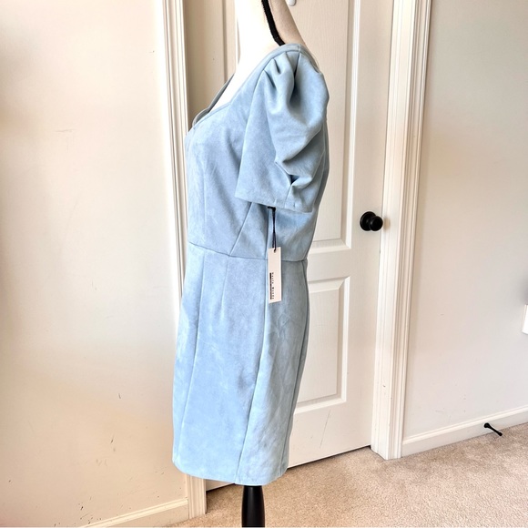 NWT HAUTE MONDE Velvet-Like Pleated Puff Shoulder Sheath Dress—SZ. XL - Picture 3 of 10